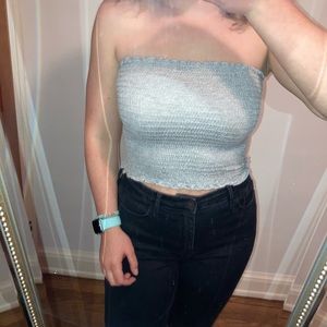 Grey Rouched Tube Top